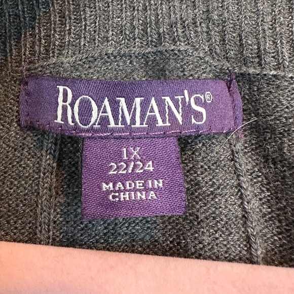 Roaman's Long Gray Button Down Vest - Picture 2 of 6